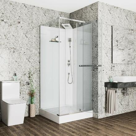 Душевая кабина Cerutti SPA Mimi 90х90х215 профиль хром, стекло прозрачное, квадратная, поддон низкий