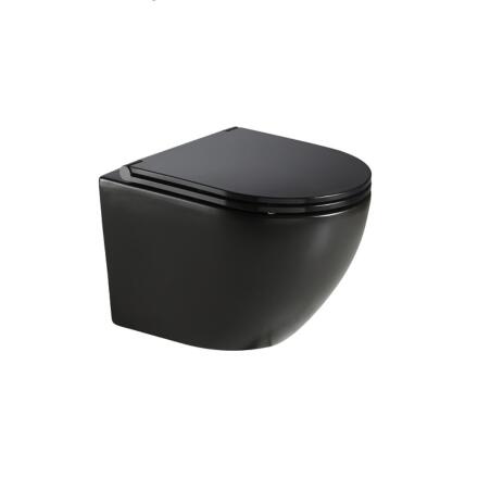 Унитаз Azario Grado AZ-0046N-MB микролифт черный, овальный, 37x49 см + ершик напольный в подарок