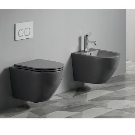 Унитаз Azario Grado AZ-0046N-MB микролифт черный, овальный, 37x49 см + ершик напольный в подарок