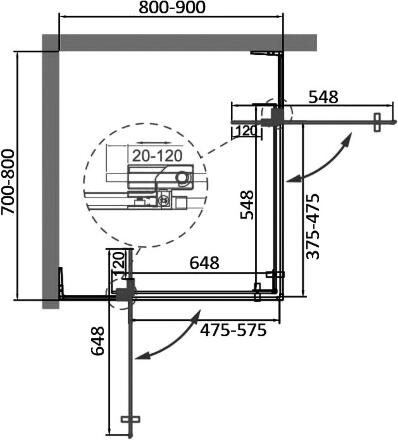 Душевой уголок Cezares SLIDER-AH-2-70/80-80/90-C-Cr