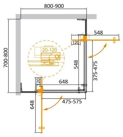 Душевой уголок Cezares SLIDER-AH-2-70/80-80/90-C-Cr