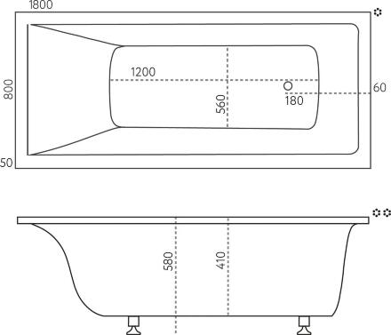 Ванна из искусственного камня Marmo Bagno Алесса 180x80 прямоугольная, объем 280 л.