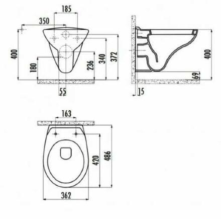 Унитаз подвесной Creavit Perla TP320-11CB00E-0000/KC0703.03.0000E сиденье термопласт, микролифт
