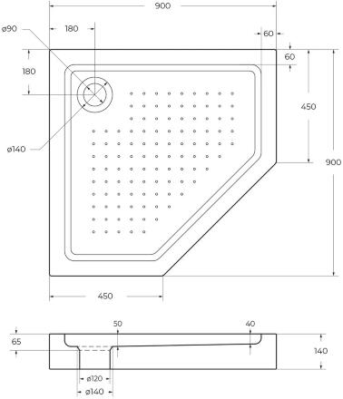 Акриловый поддон 90х90 BelBagno TRAY-BB-P-90-15-W с сифоном