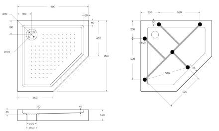 Акриловый поддон 90х90 BelBagno TRAY-BB-P-90-15-W с сифоном
