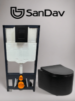 Комплект инсталляция SanDav SD-181-Black с унитазом Ellise Black (овал), черный