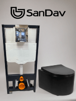 Комплект инсталляция SanDav SD-181-Chrome с унитазом Ellise Black (овал), черный