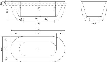 Ванна акриловая отдельностоящая BelBagno BB70-1700-800