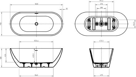 Ванна отдельностоящая BelBagno BB701-1600-730-K