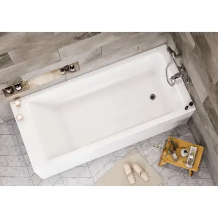 Акриловая ванна Roca Easy 170x75 см прямоугольная, пристенная, объем 215 л.