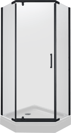 Душевой уголок Triton Дека -Блэк Щ0000062933 100х100, с поддоном, профиль черный, двери распашные, стекло прозрачное