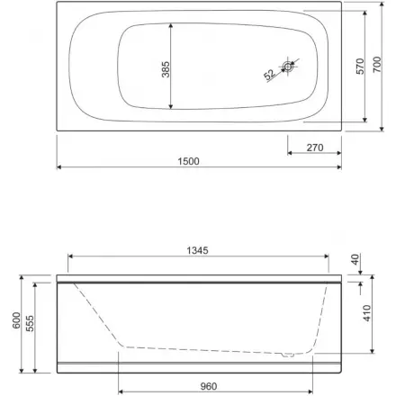 Акриловая ванна 150х70 Cezares ECO-150-70-41-W37