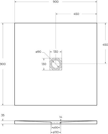Поддон из искусственного мрамора Belbagno TRAY-MR-UNO-A-90-35-NERO-CR