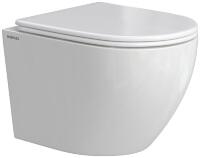 Унитаз подвесной Berges Wasserhaus Okus Rimless 081127 белый, с микролифтом, 36x49 см + ершик напольный в подарок