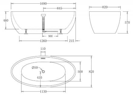 Ванна акриловая отдельностоящая без перелива BelBagno BB69-1700-W0