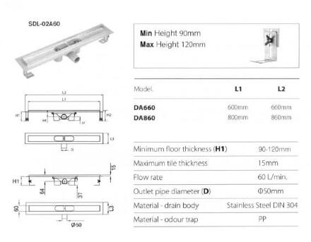 ТРАП GLLON GL-SDL-02A60-DA860+FA800 хром