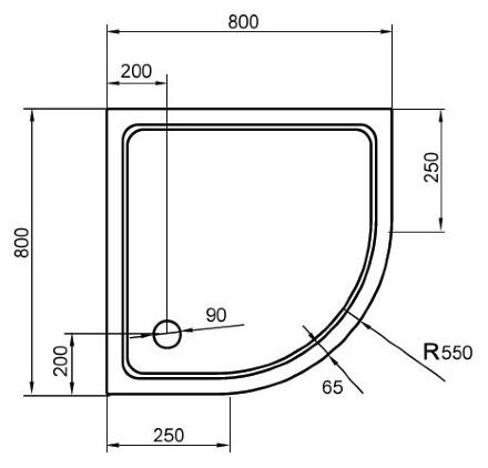 Поддон из SMC (стекловолокно) 80х80 Cezares TRAY-M-R-80-550-35-W без сифона